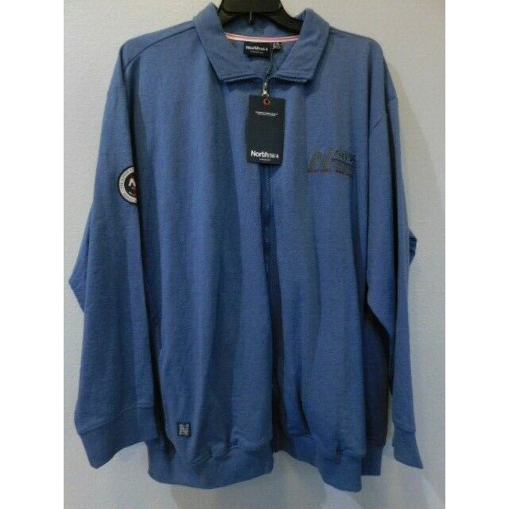 NEW Mens North‎ 56º4 BLUE Full Zip LS Jersey Knit Sweatshirt Sz 3XLT